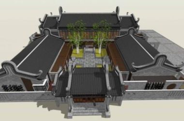 Sketchup商业模型|商业会所,中式风格-BIM建筑网