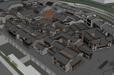 Sketchup商业模型|多层商业街,现代中式风格-BIM建筑网