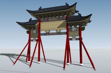 Sketchup古建筑模型|牌楼,古建,中式风格-BIM建筑网