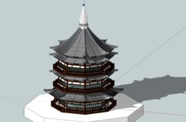 Sketchup古建筑模型|多层八角阁,古建,中式风格-BIM建筑网