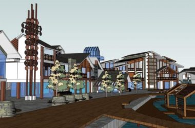 Sketchup商业模型|多层商业街,现代中式风格-BIM建筑网