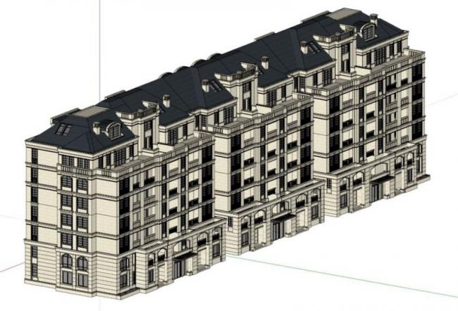 Sketchup住宅模型|多层住宅,古典风格 Sketchup住宅模型|多层住宅,古典风格