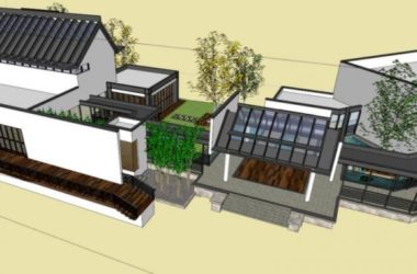 Sketchup商业模型|低层会所,现代中式风格-BIM建筑网