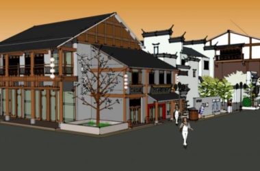 Sketchup商业模型|多层徽派商业街,现代中式-BIM建筑网