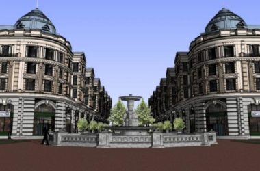 Sketchup商业模型|多层步行街商业街,欧式古典风格-BIM建筑网