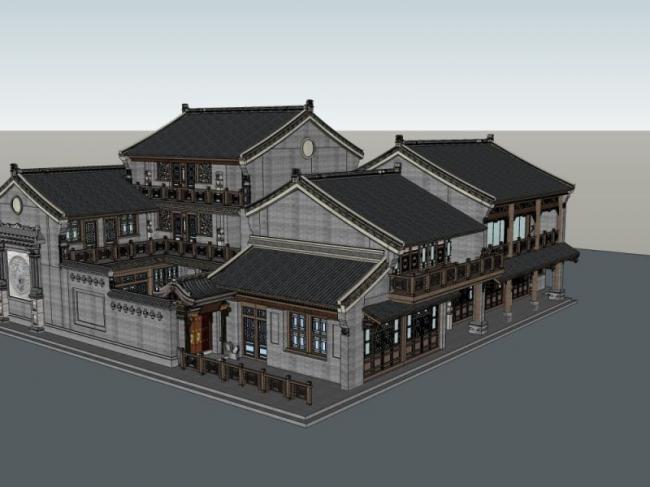 Sketchup住宅模型|晋派住宅,中式风格 Sketchup住宅模型|晋派住宅,中式风格