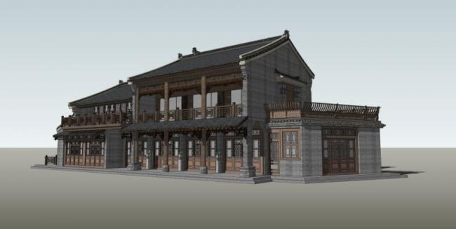 Sketchup住宅模型|晋派住宅,中式风格 Sketchup住宅模型|晋派住宅,中式风格