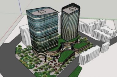 Sketchup办公模型|高层办公楼,底层商业,现代风格-BIM建筑网