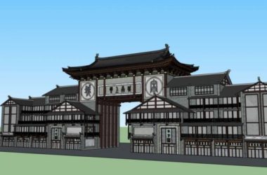 Sketchup商业模型|多层商业街,中式风格-BIM建筑网