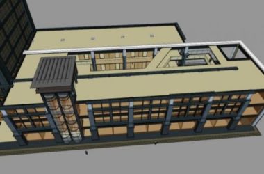 Sketchup办公模型|高层办公楼,底层商业,现代风格-BIM建筑网