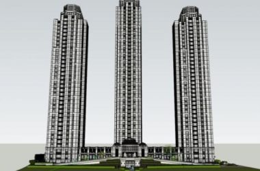 Sketchup办公模型|超高层办公楼,底层商业,现代风格-BIM建筑网
