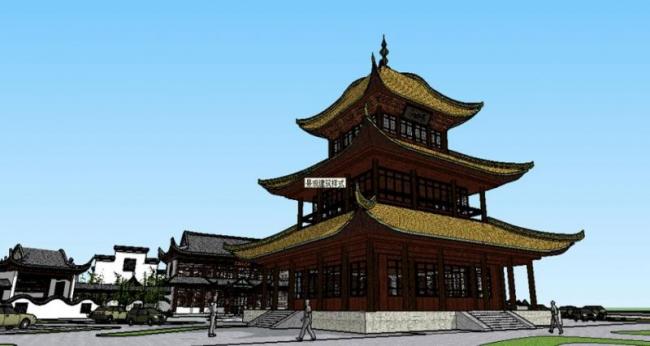 Sketchup酒店模型|多层徽派酒店,中式风格 Sketchup酒店模型|多层徽派酒店,中式风格