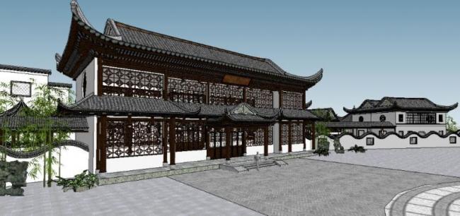 Sketchup酒店模型|多层徽派酒店,中式风格 Sketchup酒店模型|多层徽派酒店,中式风格