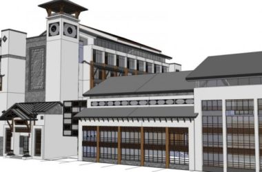 Sketchup办公模型|多层办公楼群,中式风格-BIM建筑网