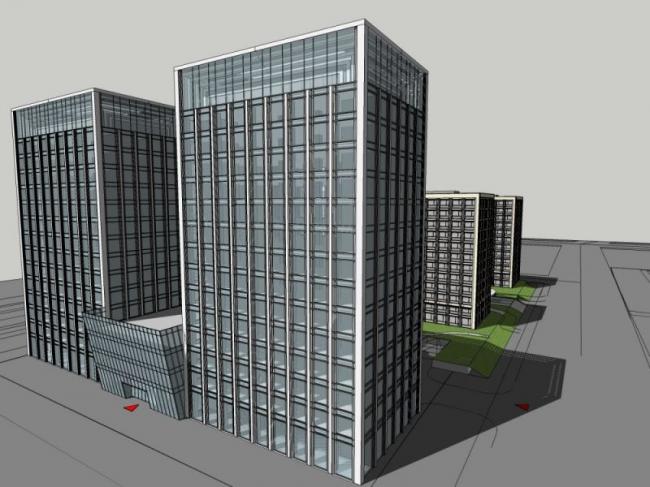 Sketchup办公模型|高层办公楼,现代风格 Sketchup办公模型|高层办公楼,现代风格