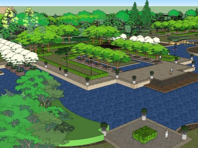 Sketchup景观模型|滨水景观,古典风格 Sketchup景观模型|滨水景观,古典风格