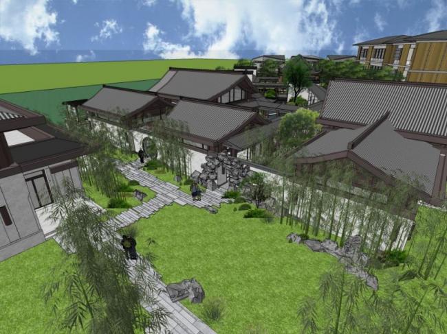 Sketchup景观模型|院落景观,中式风格 Sketchup景观模型|院落景观,中式风格