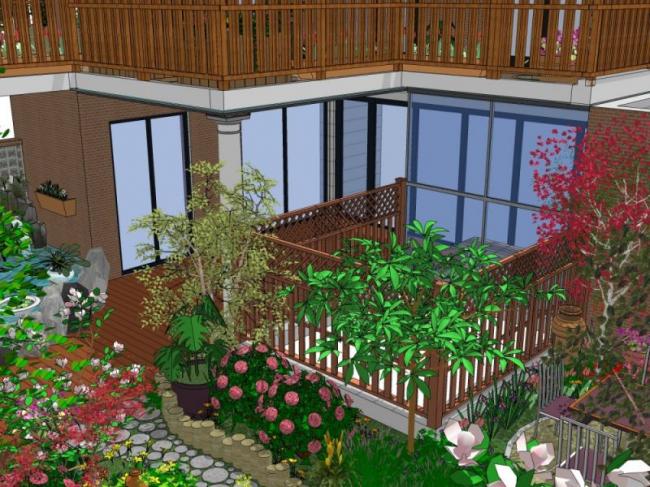 Sketchup景观模型|庭院花园,中式风格 Sketchup景观模型|庭院花园,中式风格