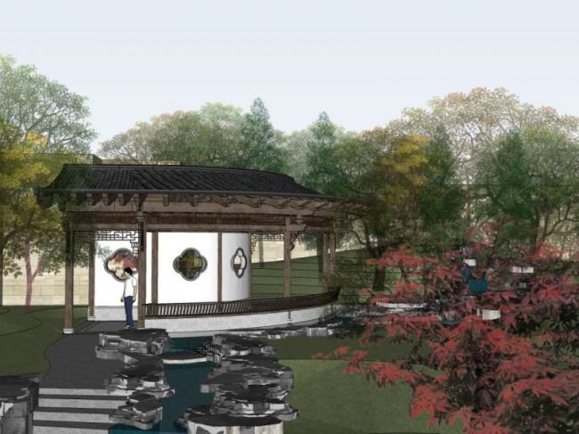 Sketchup景观模型|庭院景观,中式风格 Sketchup景观模型|庭院景观,中式风格
