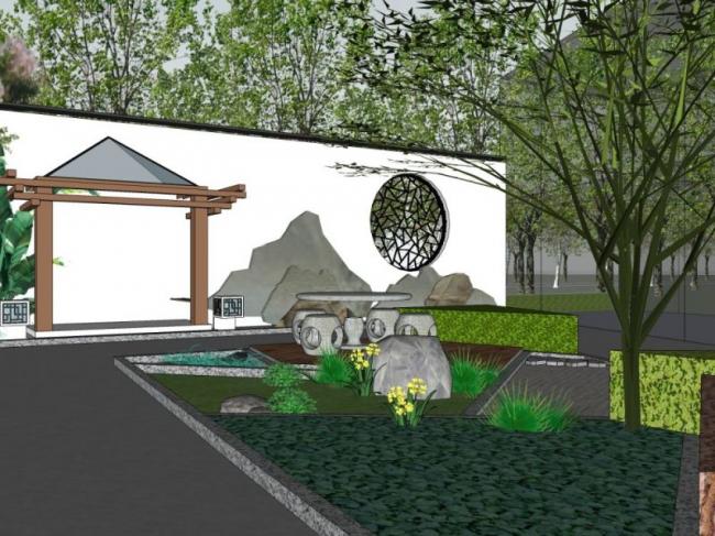 Sketchup景观模型|庭院景观,中式风格 Sketchup景观模型|庭院景观,中式风格