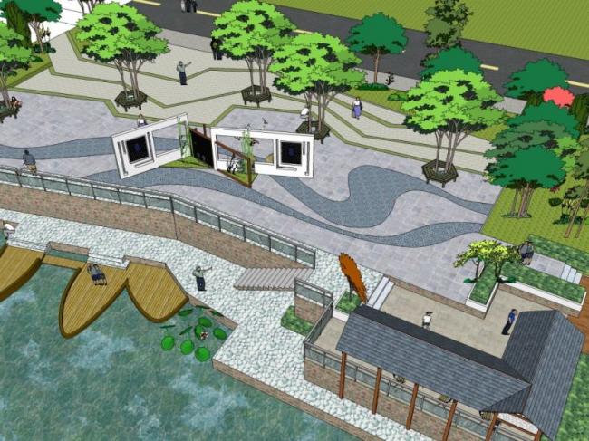 Sketchup景观模型|广场景观,现代中式风格 Sketchup景观模型|广场景观,现代中式风格