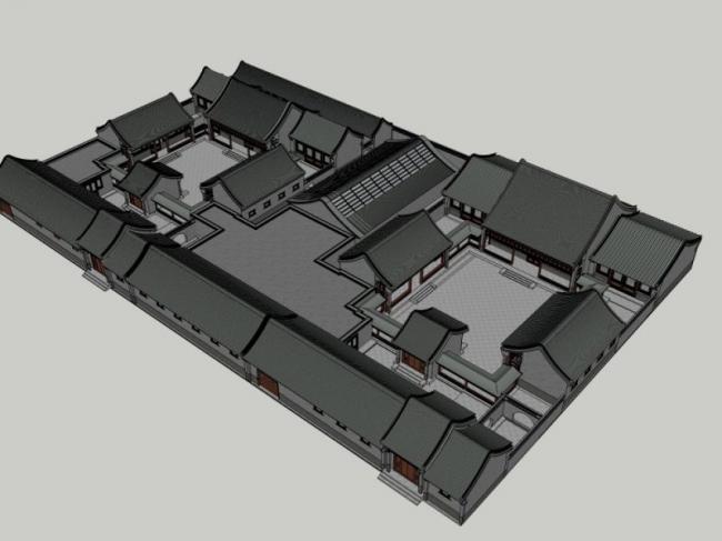 Sketchup住宅模型|四合院,中式风格 Sketchup住宅模型|四合院,中式风格