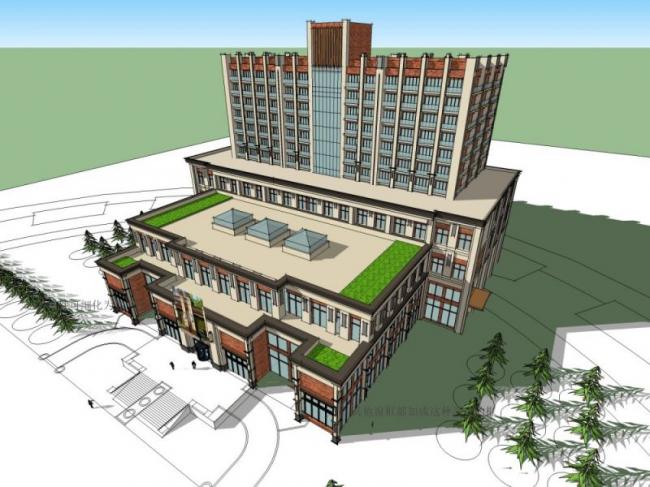 Sketchup酒店模型|多层酒店,现代风格 Sketchup酒店模型|多层酒店,现代风格