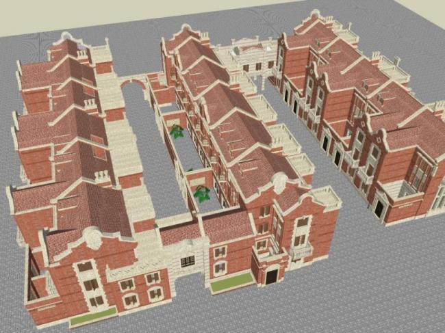Sketchup住宅模型|多层住宅,古典风格 Sketchup住宅模型|多层住宅,古典风格
