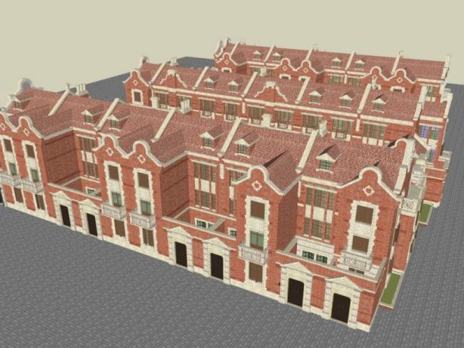 Sketchup住宅模型|多层住宅,古典风格 Sketchup住宅模型|多层住宅,古典风格