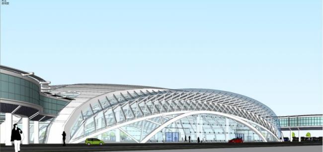 Sketchup车站路桥|多层客运中心,现代风格 Sketchup车站路桥|多层客运中心,现代风格
