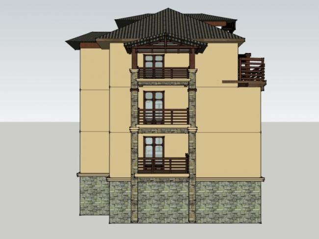 Sketchup住宅模型|多层住宅,古典风格 Sketchup住宅模型|多层住宅,古典风格