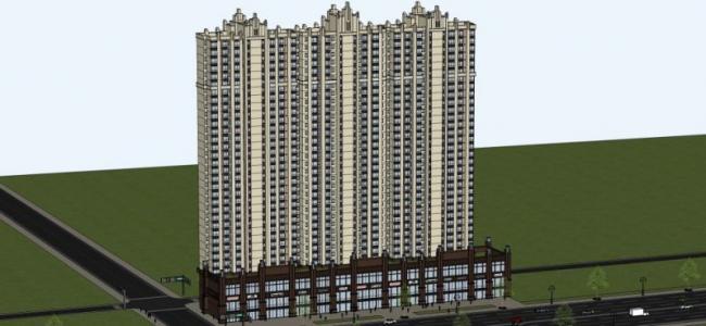 Sketchup住宅模型|超高层住宅,古典风格 Sketchup住宅模型|超高层住宅,古典风格