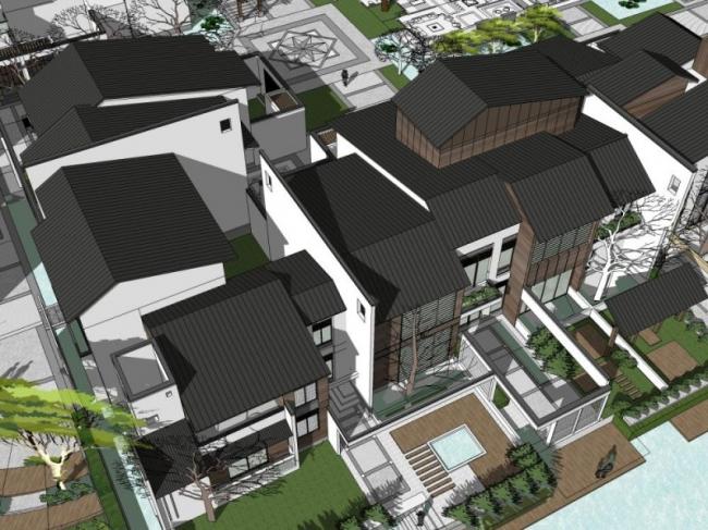 Sketchup住宅模型|低层住宅,中式风格 Sketchup住宅模型|低层住宅,中式风格