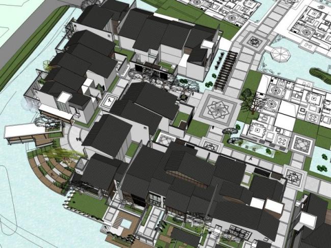 Sketchup住宅模型|低层住宅,中式风格 Sketchup住宅模型|低层住宅,中式风格