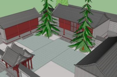 Sketchup住宅模型|多层宅院住宅,居住建筑,中式风格-BIM建筑网