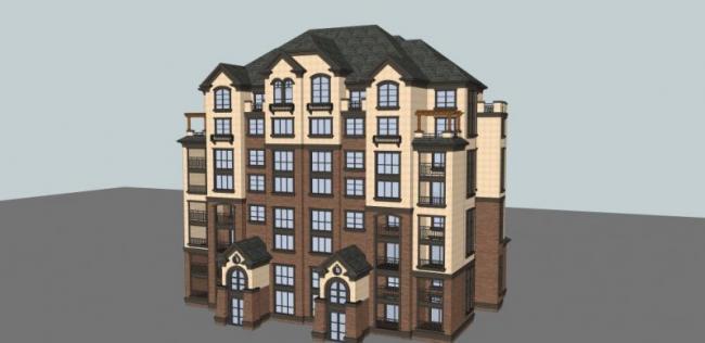 Sketchup住宅模型|多层住宅,欧式古典风格 Sketchup住宅模型|多层住宅,欧式古典风格