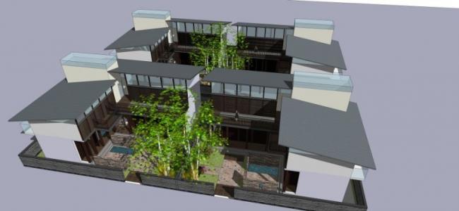 Sketchup住宅模型|低层住宅,中式风格 Sketchup住宅模型|低层住宅,中式风格