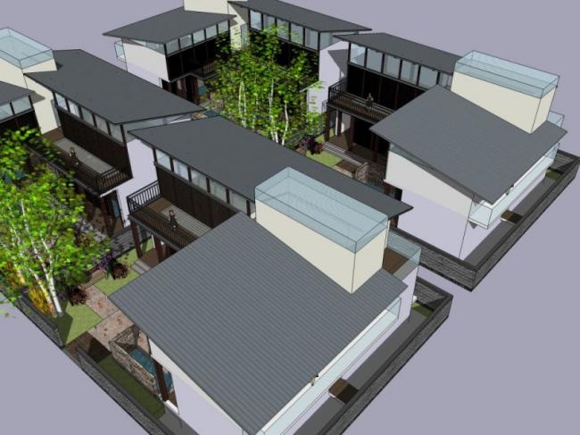 Sketchup住宅模型|低层住宅,中式风格 Sketchup住宅模型|低层住宅,中式风格