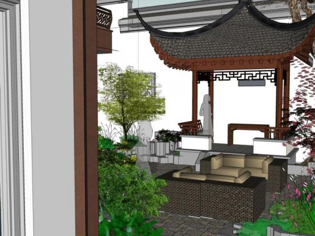 Sketchup景观模型|庭院景观,中式风格 Sketchup景观模型|庭院景观,中式风格