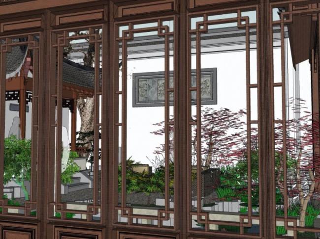 Sketchup景观模型|庭院景观,中式风格 Sketchup景观模型|庭院景观,中式风格