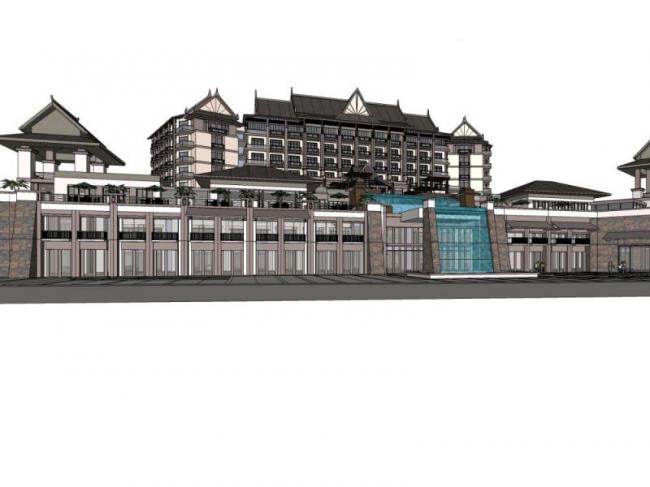 Sketchup酒店模型|多层酒店,东南亚风格 Sketchup酒店模型|多层酒店,东南亚风格