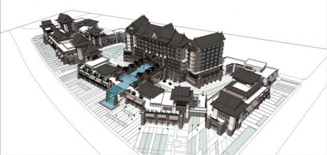 Sketchup酒店模型|多层酒店,东南亚风格 Sketchup酒店模型|多层酒店,东南亚风格