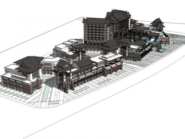 Sketchup酒店模型|多层酒店,东南亚风格 Sketchup酒店模型|多层酒店,东南亚风格