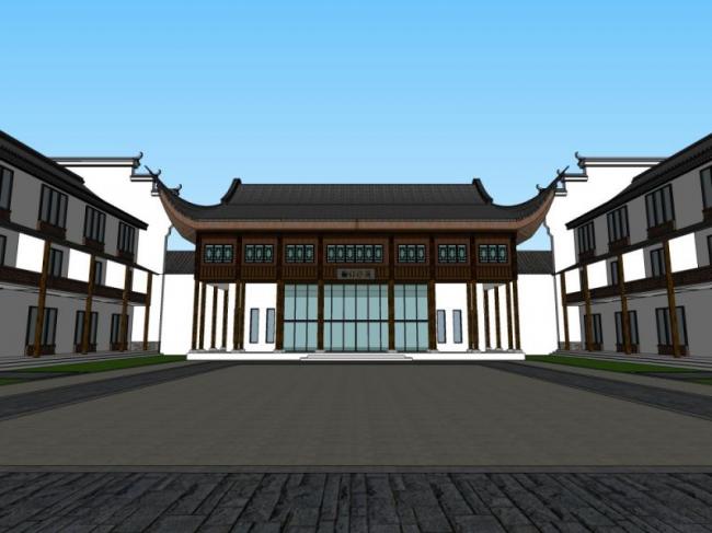Sketchup商业模型|商业街,中式风格 Sketchup商业模型|商业街,中式风格