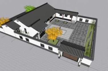 Sketchup住宅模型|多层合院,住宅,中式风格-BIM建筑网