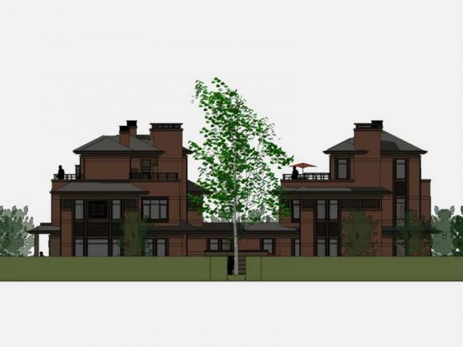 Sketchup别墅模型|双拼别墅,现代中式风格 Sketchup别墅模型|双拼别墅,现代中式风格