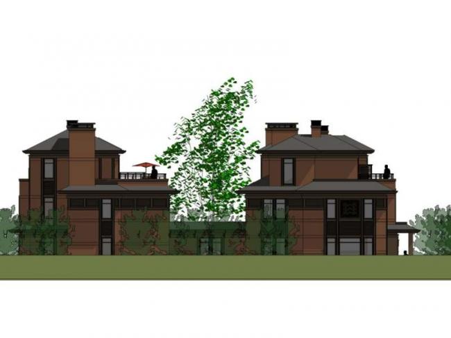 Sketchup别墅模型|双拼别墅,现代中式风格 Sketchup别墅模型|双拼别墅,现代中式风格
