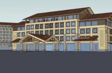 Sketchup医院模型|多层大雄县人民医院,医疗建筑,古典风格-BIM建筑网