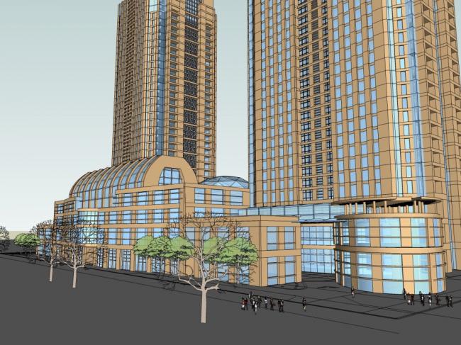 Sketchup办公模型|超高层办公楼,古典风格 Sketchup办公模型|超高层办公楼,古典风格