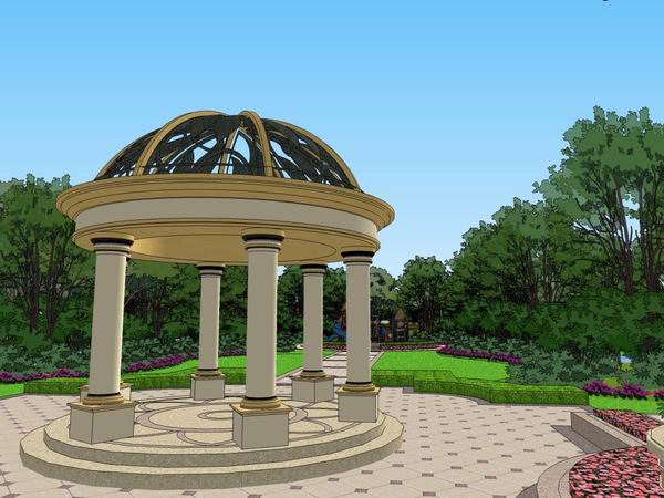 Sketchup景观模型|住宅景观,欧式古典风格 Sketchup景观模型|住宅景观,欧式古典风格